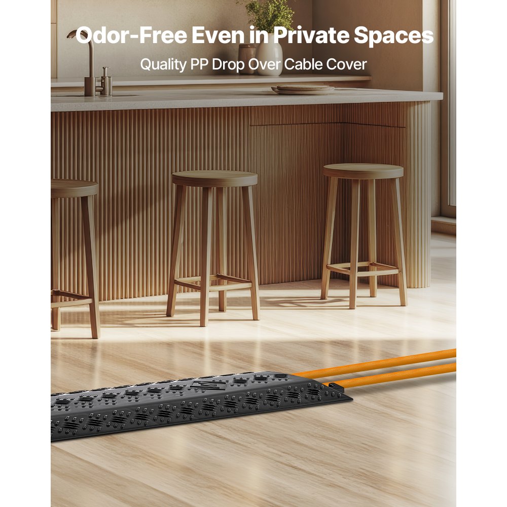 VEVOR Drop Over Cable Cover, 17,500 lbs/Axle Load Capacity, 2 Channel Heavy Duty Floor Cord Cover, Cable Hose Protector