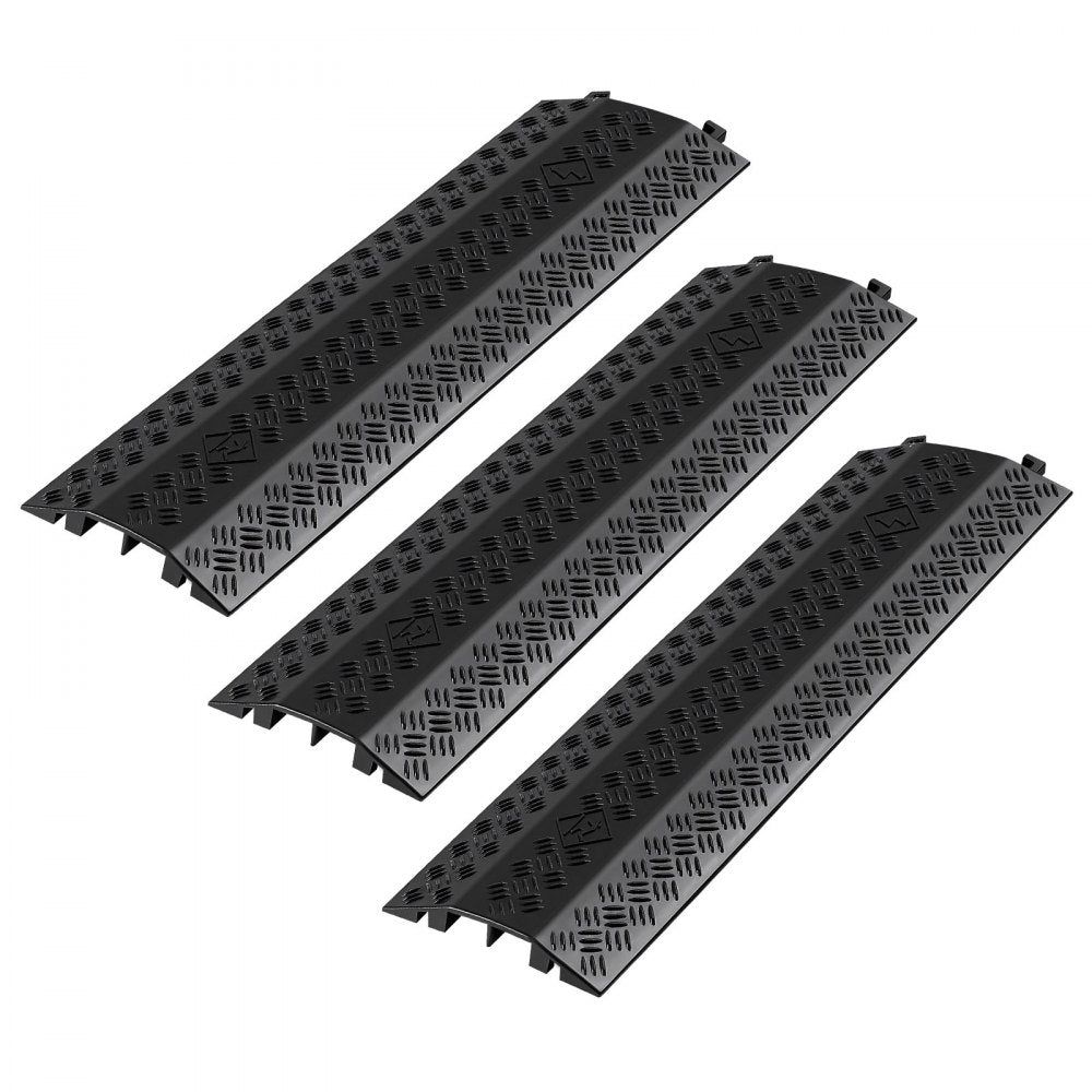 VEVOR Drop Over Cable Cover, 17,500 lbs/Axle Load Capacity, 2 Channel Heavy Duty Floor Cord Cover, Cable Hose Protector