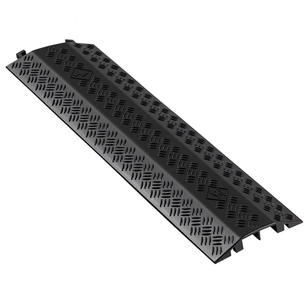 VEVOR Drop Over Cable Cover, 17,500 lbs/Axle Load Capacity, 2 Channel Heavy Duty Floor Cord Cover, Cable Hose Protector