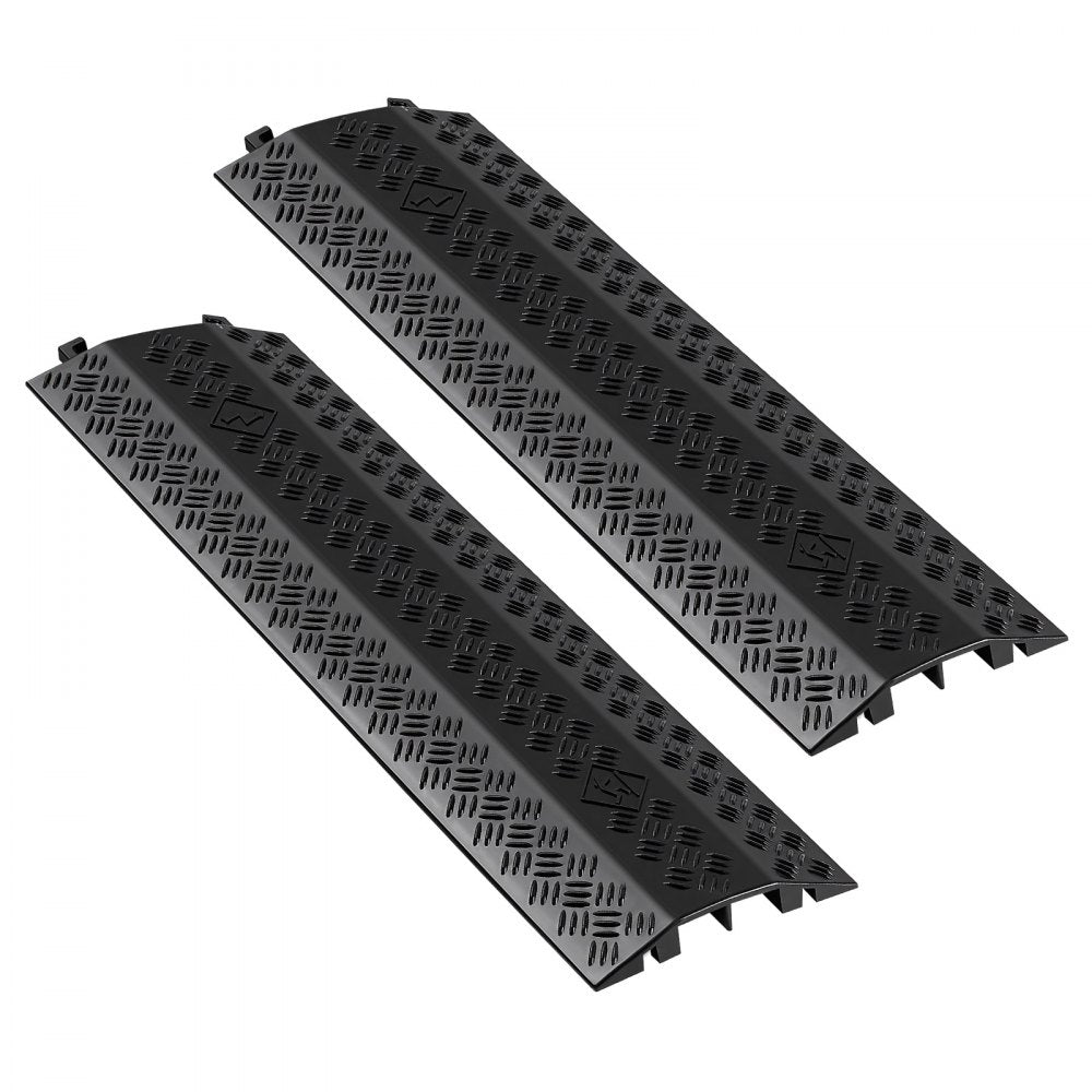VEVOR Drop Over Cable Cover, 17,500 lbs/Axle Load Capacity, 2 Channel Heavy Duty Floor Cord Cover, Cable Hose Protector