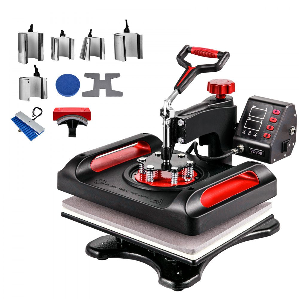 VEVOR 11 in 1 Heat Press, 12 x 15 Inch, Multifunctional Clamshell Printer, Digital Dual-Tube Heat Press Transfer