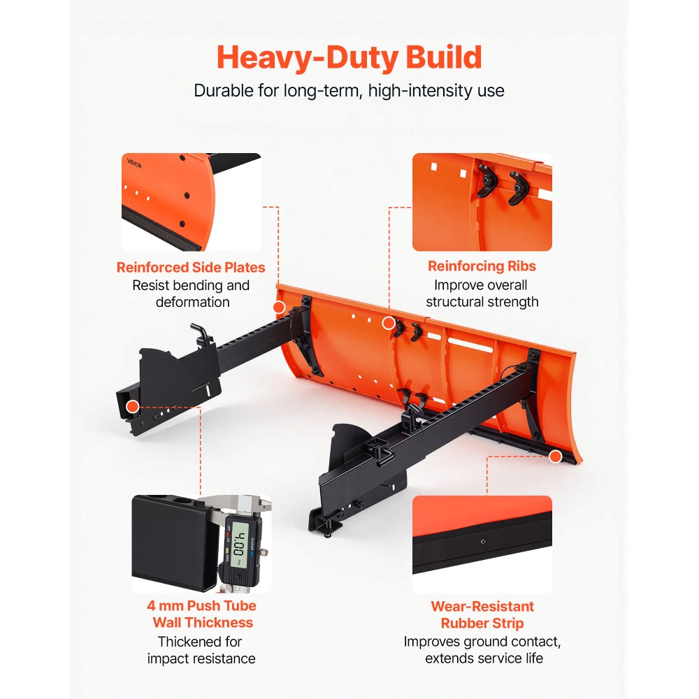VEVOR Snow Plow Kit 22 to 32 in Width Adjustable Universal Plow Attachment, for Most Snowblowers, Dual-Mode Operation