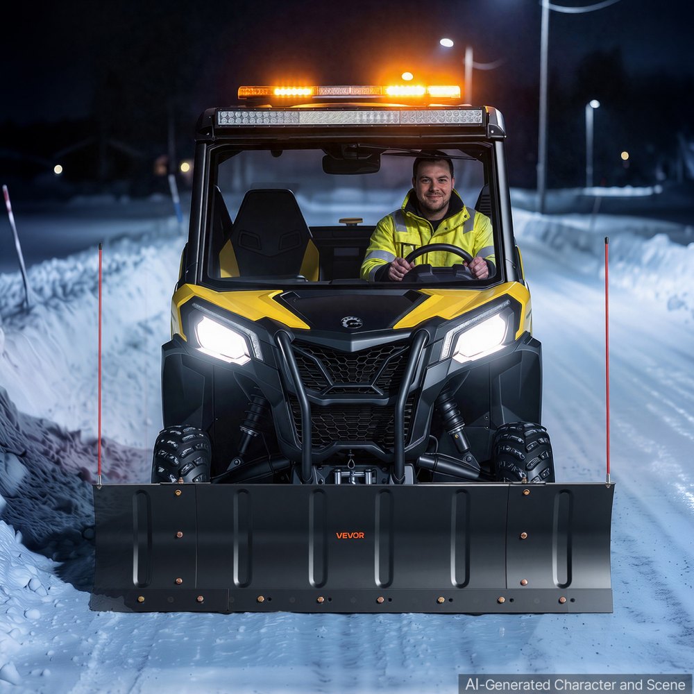 VEVOR Snow Plow Kit 43 in/60 in Width Adjustable Universal Plow Attachment, for Most ATVs and UTVs, Height & Left-Right