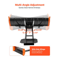 VEVOR Snow Plow Kit 43 in/60 in Width Adjustable Plow Attachment Side Wings, for Most ATVs & UTVs, Height & Left-Right