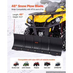 VEVOR Snow Plow Kit 48 in Universal Plow Attachment 3 Mount Options Black, for Most ATVs and UTVs, Height & Left-Right