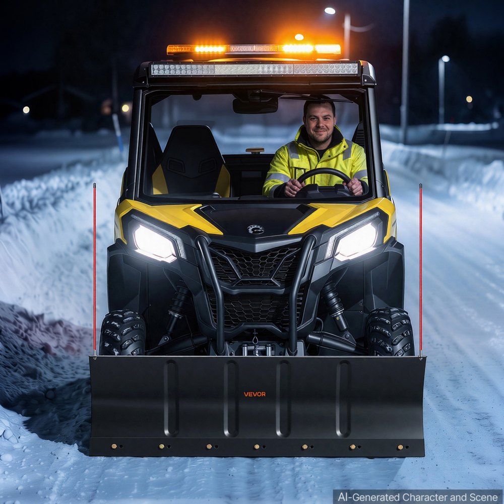 VEVOR Snow Plow Kit 48 in Universal Plow Attachment 3 Mount Options Black, for Most ATVs and UTVs, Height & Left-Right