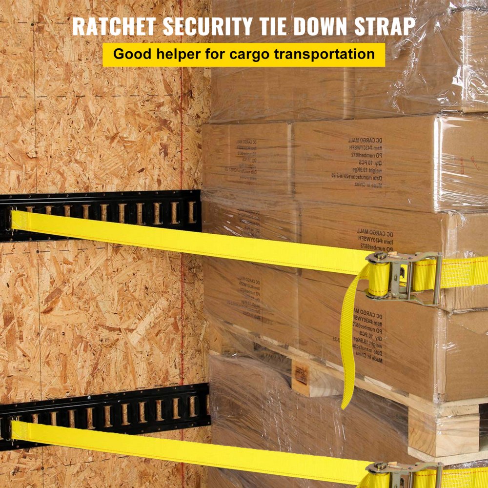 VEVOR E Track Ratchet Strap, 18PCS 2" x 15' E-Track Straps 4400 LBS Breaking Strength, with Polyester Webbing & Spring