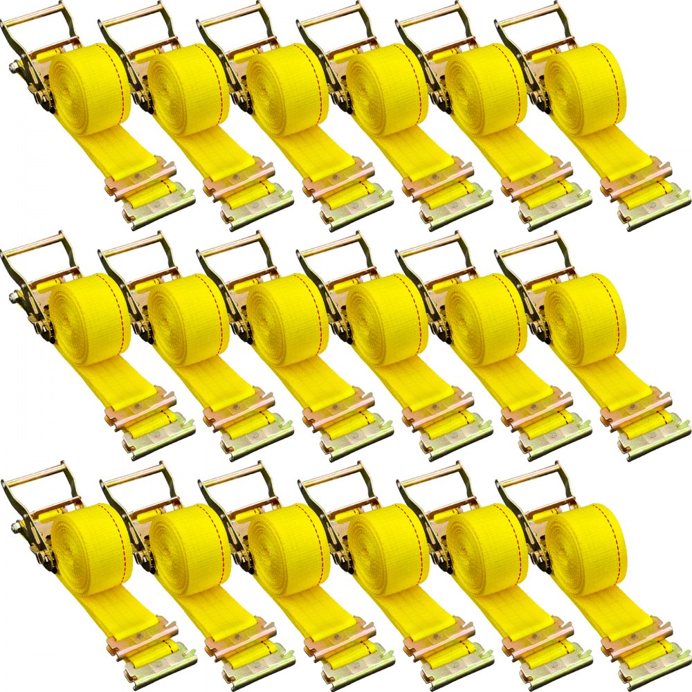 VEVOR E Track Ratchet Strap, 18PCS 2" x 15' E-Track Straps 4400 LBS Breaking Strength, with Polyester Webbing & Spring