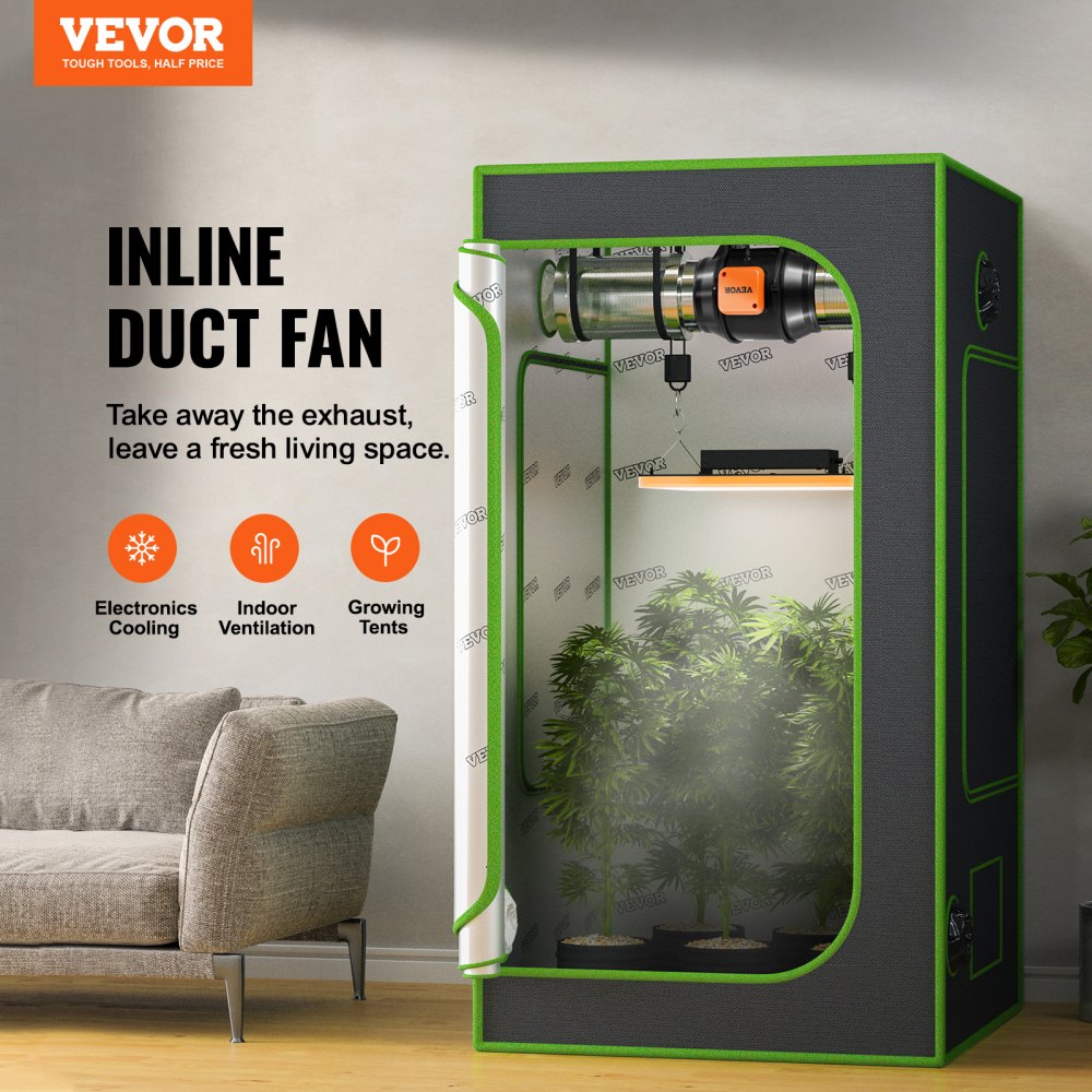VEVOR Inline Duct Fan, 6-Inch 400 CFM with Variable Speed Controller, Quiet AC-motor Ventilation Exhaust Fan for