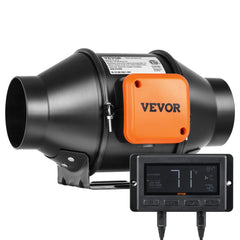 VEVOR Inline Duct Fan, 4-Inch 205 CFM Quiet EC-motor Ventilation Exhaust Fan, with Temperature Humidity Controller for