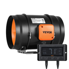 VEVOR Inline Duct Fan, 8-Inch 807 CFM with Temperature Humidity Controller, Quiet EC-motor Ventilation Exhaust Fan for