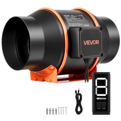 VEVOR Inline Duct Fan, 402 CFM 6 inch EC Motor Ventilation Fan with 3-Speed Circulation, 10-Speed PWM Controller