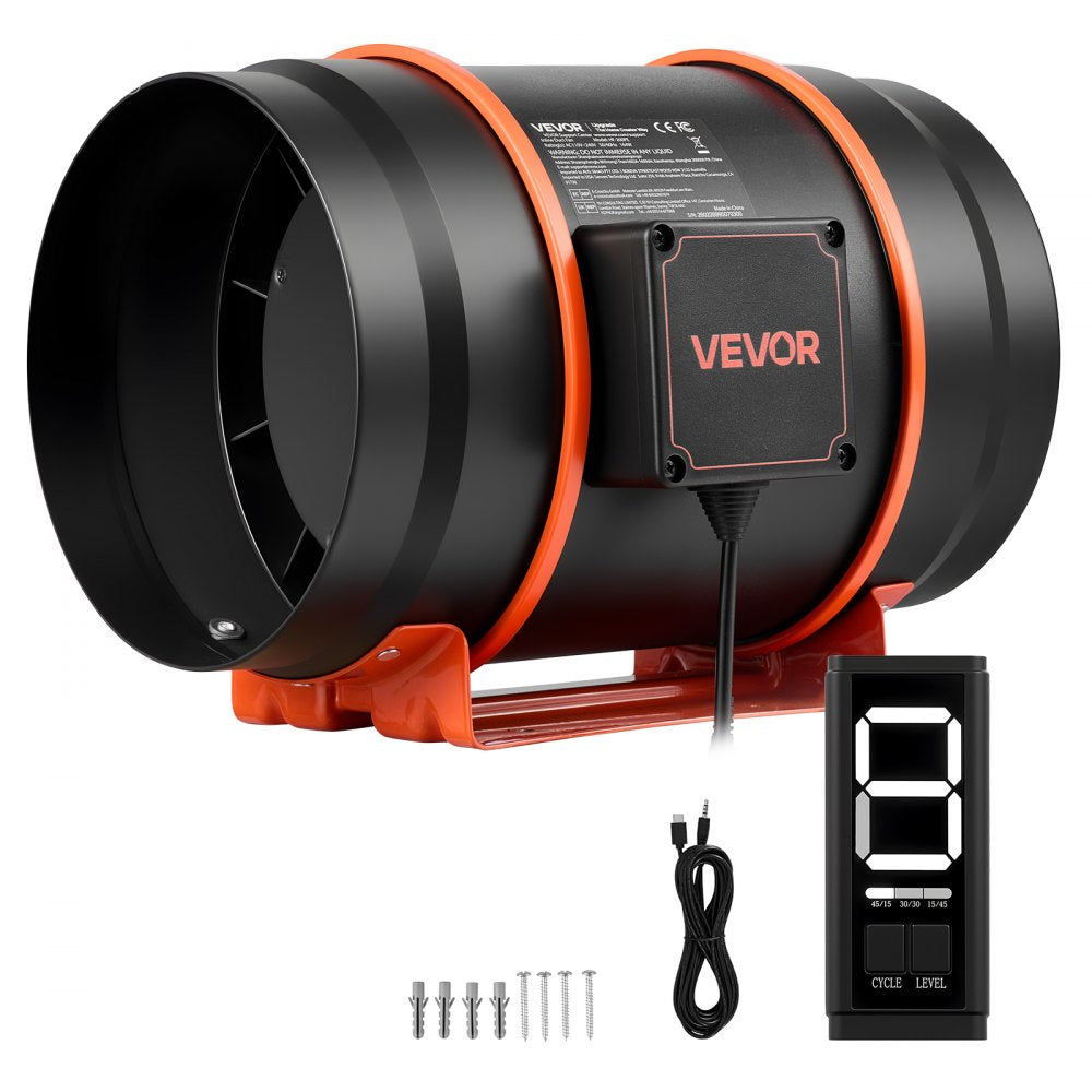 VEVOR Inline Duct Fan, 807 CFM 8 inch EC Motor Ventilation Fan with 3-Speed Circulation, 10-Speed PWM Controller