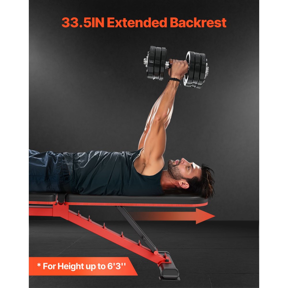 VEVOR Weight Bench, 1200lbs Heavy Duty Stable Weight Bench Press for Full Body Workout, Adjustable Exercise Sit up