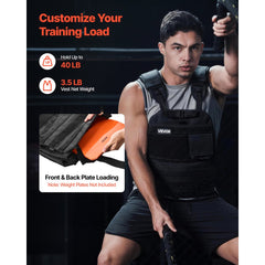 VEVOR Weighted Vest, Body Weight Vest with Shoulder Pad, and Reflective Stripe, Exercise Set for Men Women, Workout