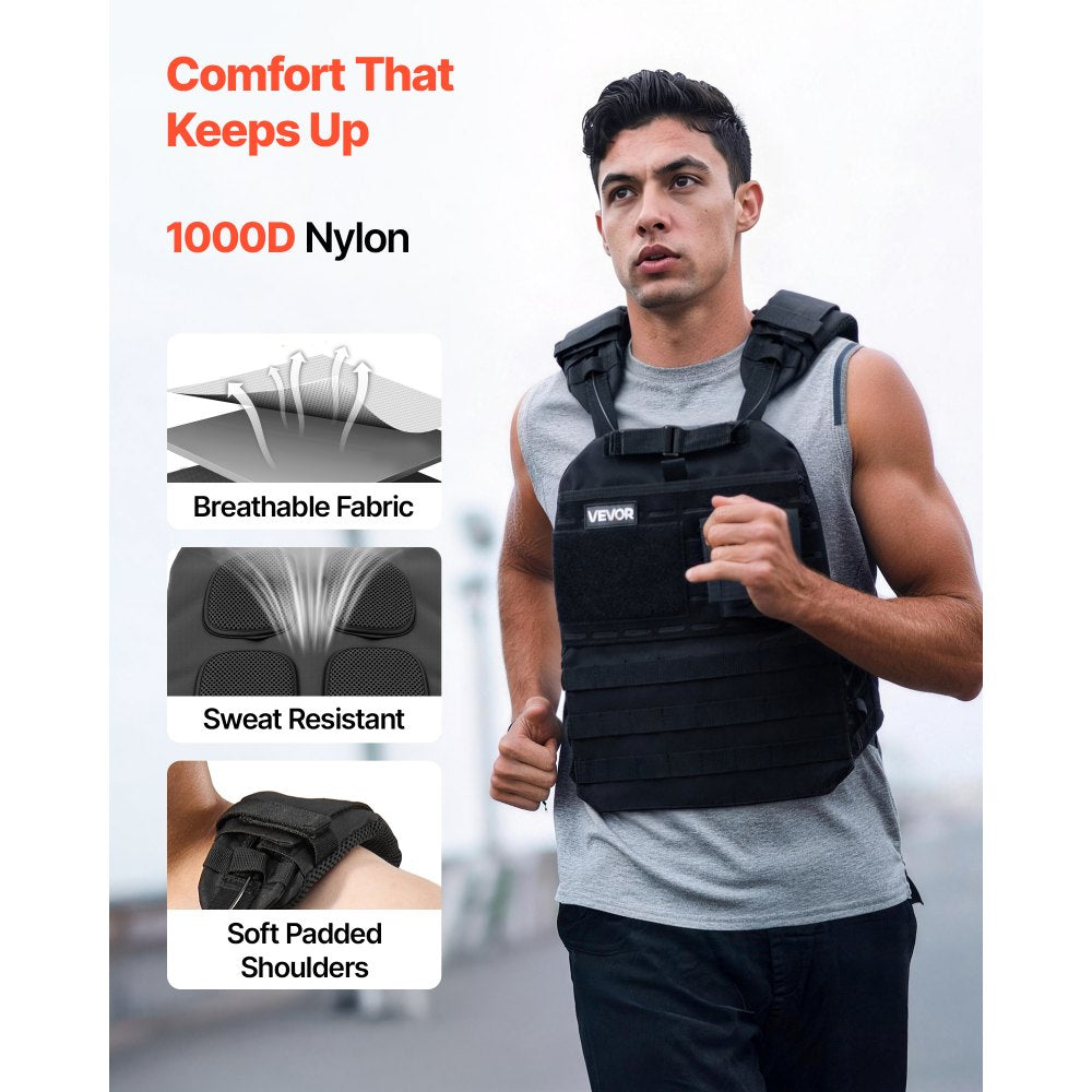 VEVOR Weighted Vest, Body Weight Vest with Shoulder Pad, and Reflective Stripe, Exercise Set for Men Women, Workout