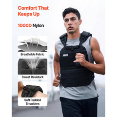 VEVOR Weighted Vest, Body Weight Vest with Shoulder Pad, and Reflective Stripe, Exercise Set for Men Women, Workout