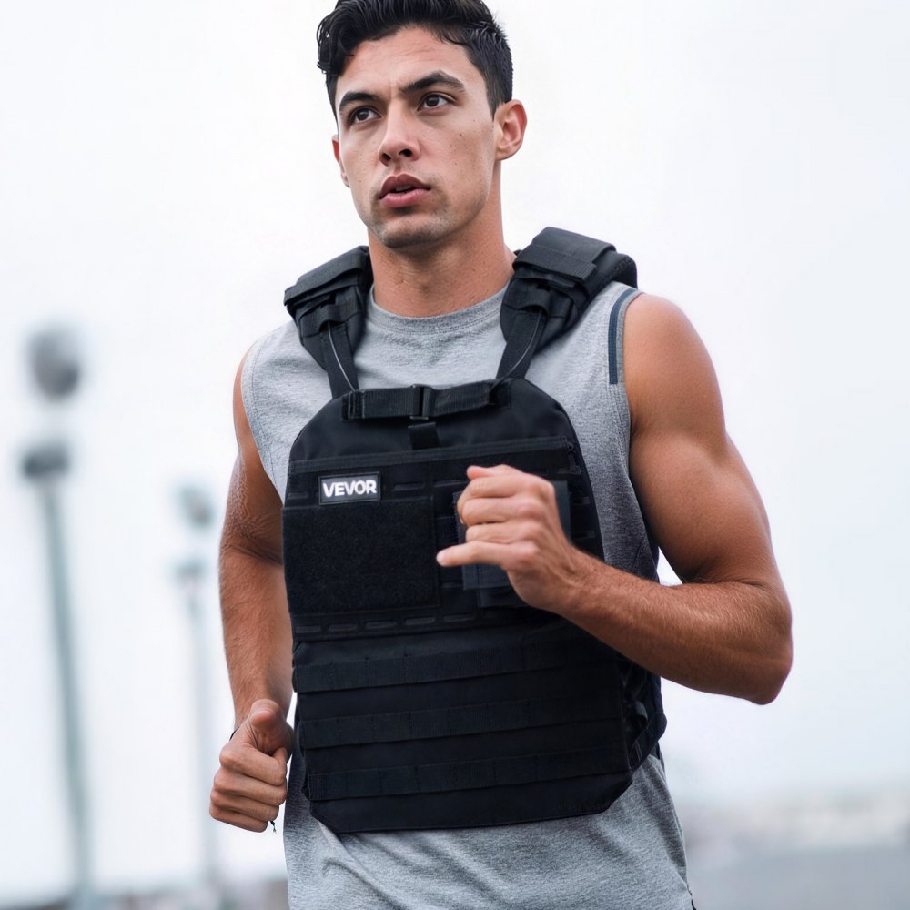 VEVOR Weighted Vest, Body Weight Vest with Shoulder Pad, and Reflective Stripe, Exercise Set for Men Women, Workout