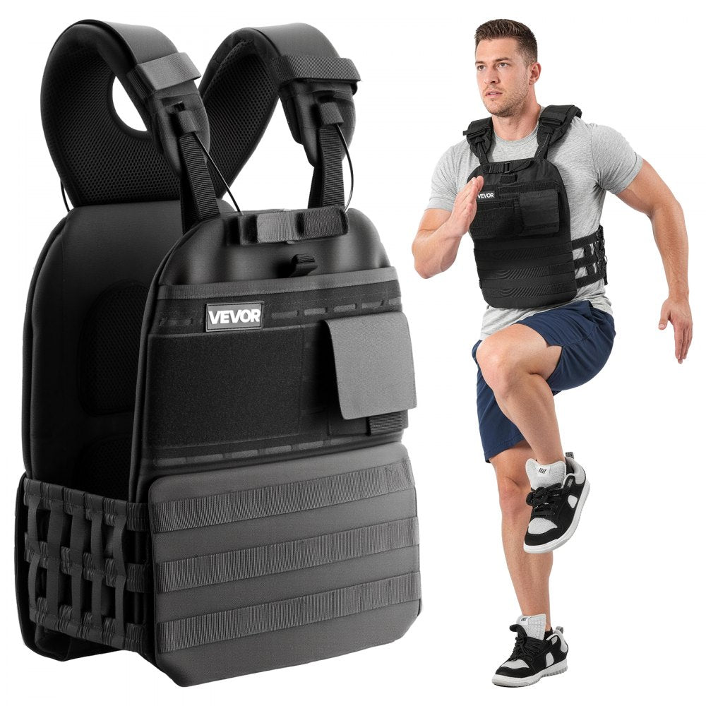 VEVOR Weighted Vest, Body Weight Vest with Shoulder Pad, and Reflective Stripe, Exercise Set for Men Women, Workout