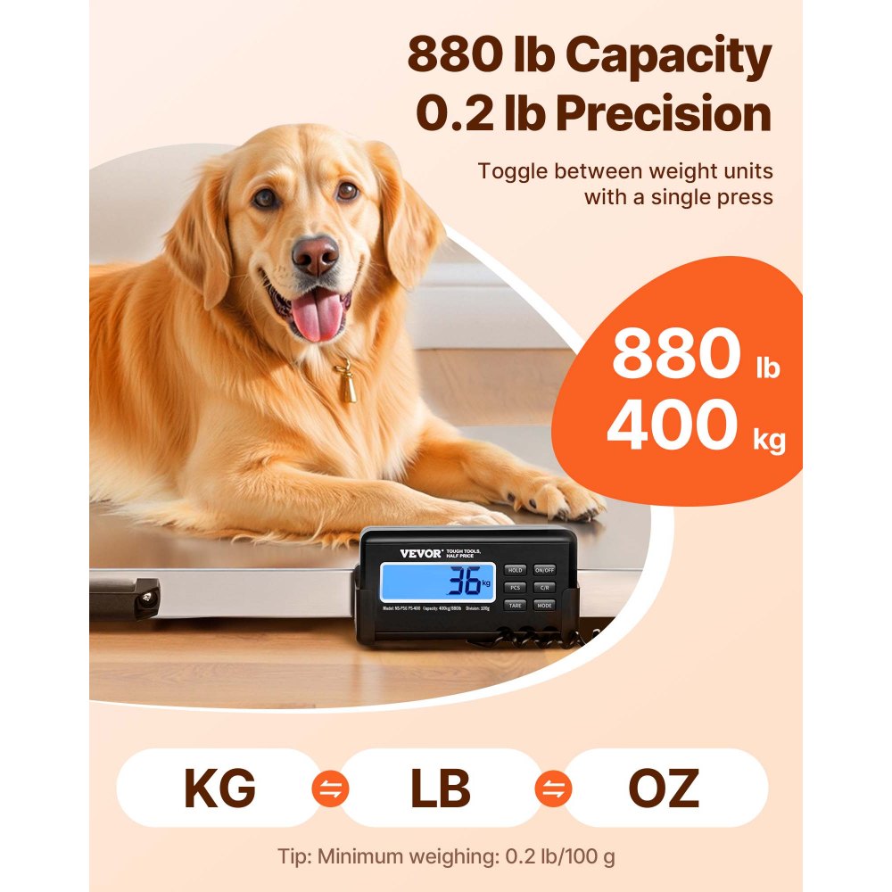 VEVOR Livestock Scale 700LBS, Dog Scales Large Platform 40.6x20.9Inch Stainless Steel Vet Scale Industrial Floor Scale