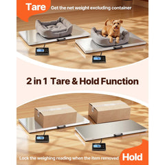 VEVOR Livestock Scale 700LBS, Dog Scales Large Platform 40.6x20.9Inch Stainless Steel Vet Scale Industrial Floor Scale
