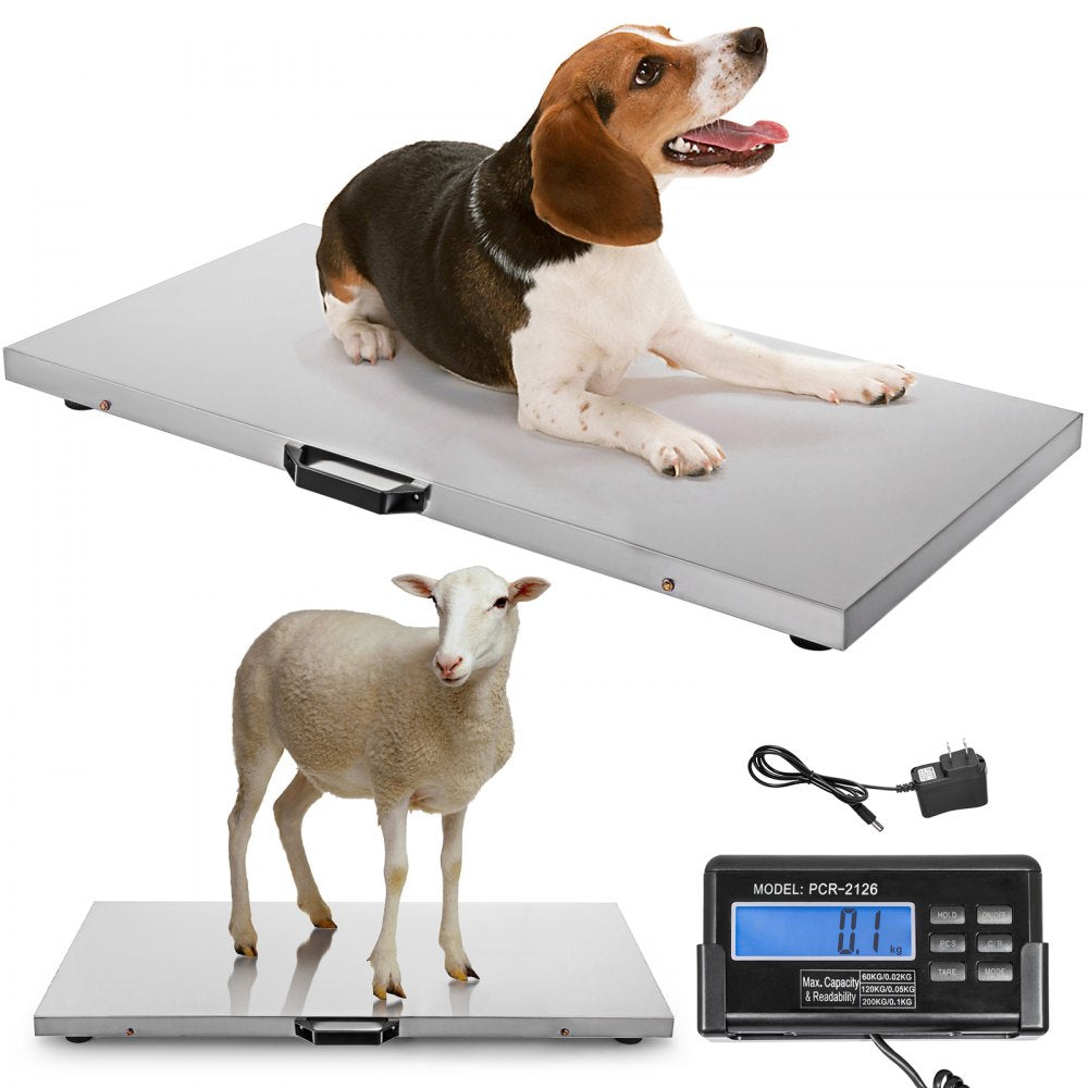 VEVOR Livestock Scale 700LBS, Dog Scales Large Platform 40.6x20.9Inch Stainless Steel Vet Scale Industrial Floor Scale