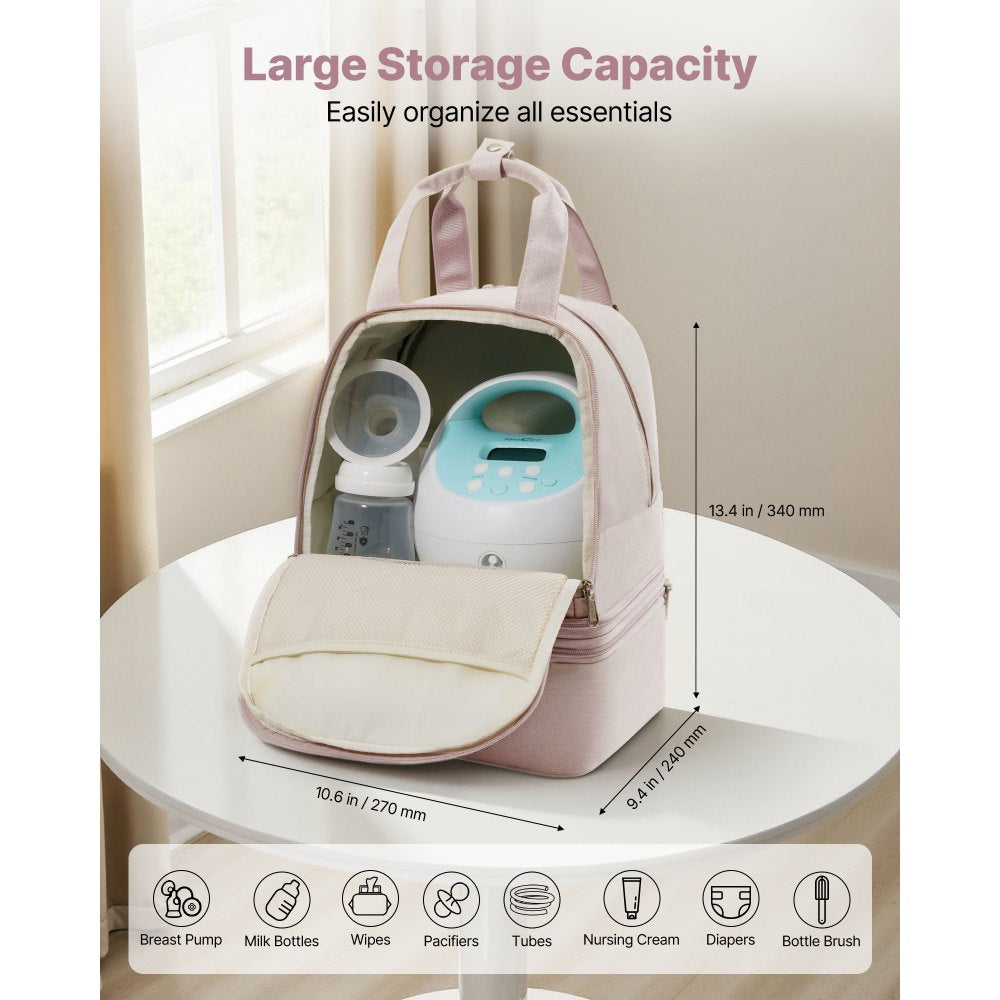 VEVOR Breast Pump Backpack, Breast Feeding Bag with Ice Pack, Fits for S1/S2, Pumping Accessories & Breastmilk Storage