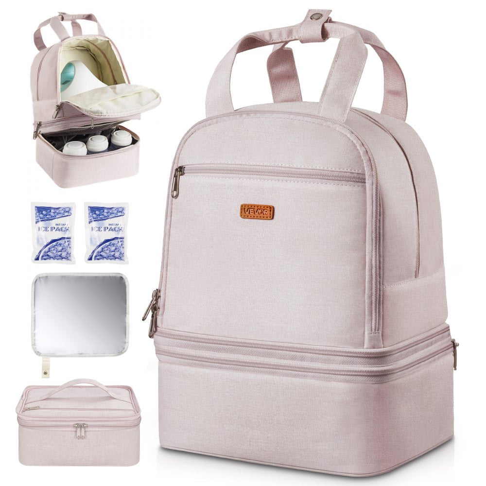 VEVOR Breast Pump Backpack, Breast Feeding Bag with Ice Pack, Fits for S1/S2, Pumping Accessories & Breastmilk Storage
