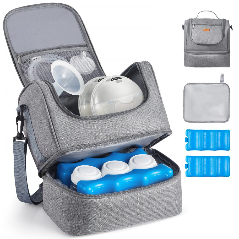 VEVOR Breast Pump Bag, Breast Feeding Bag with Ice Pack, Fits for S1/S2, Pumping Accessories & Breastmilk Storage