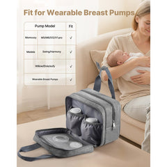 VEVOR Wearable Breast Pump Bag, Breast Feeding Bag with Ice Pack, Fits for M5/M6, Pumping Accessories & Breastmilk