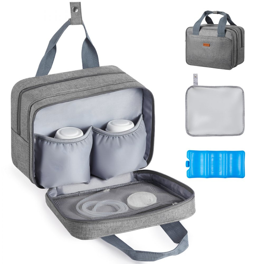 VEVOR Wearable Breast Pump Bag, Breast Feeding Bag with Ice Pack, Fits for M5/M6, Pumping Accessories & Breastmilk