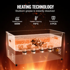 VEVOR 22L Ultrasonic Cleaner with Heater Timer & Basket, Professional Digital Sonic Cavitation Machine, 480W Cleaning
