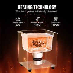 VEVOR 2L Ultrasonic Cleaner with Heater Timer & Basket, Professional Digital Sonic Cavitation Machine, 60W Cleaning