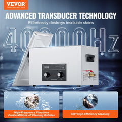 VEVOR 30L Ultrasonic Cleaner with Heater Timer & Basket, Professional Digital Sonic Cavitation Machine, 360W Cleaning
