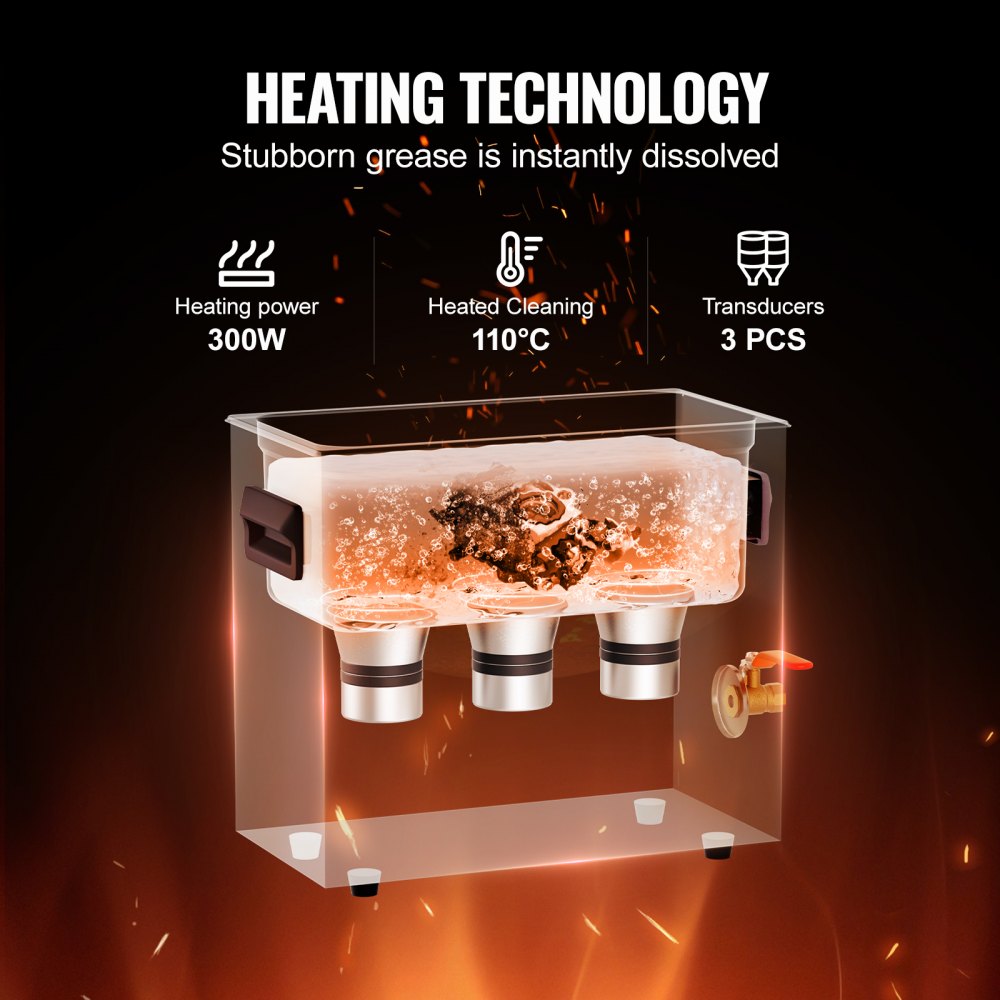 VEVOR 6L Ultrasonic Cleaner with Heater Timer & Basket, Professional Digital Sonic Cavitation Machine, 180W Cleaning