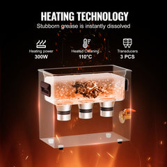 VEVOR 6L Ultrasonic Cleaner with Heater Timer & Basket, Professional Digital Sonic Cavitation Machine, 180W Cleaning