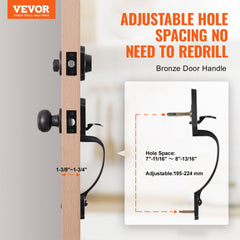 VEVOR Front Door Handle and Deadbolt Set, Front Door Lock Set with Interior Knob, Adjustable Hole Spacing Single