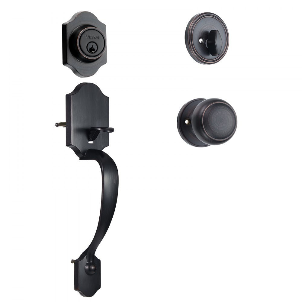 VEVOR Front Door Handle and Deadbolt Set, Front Door Lock Set with Interior Knob, Adjustable Hole Spacing Single