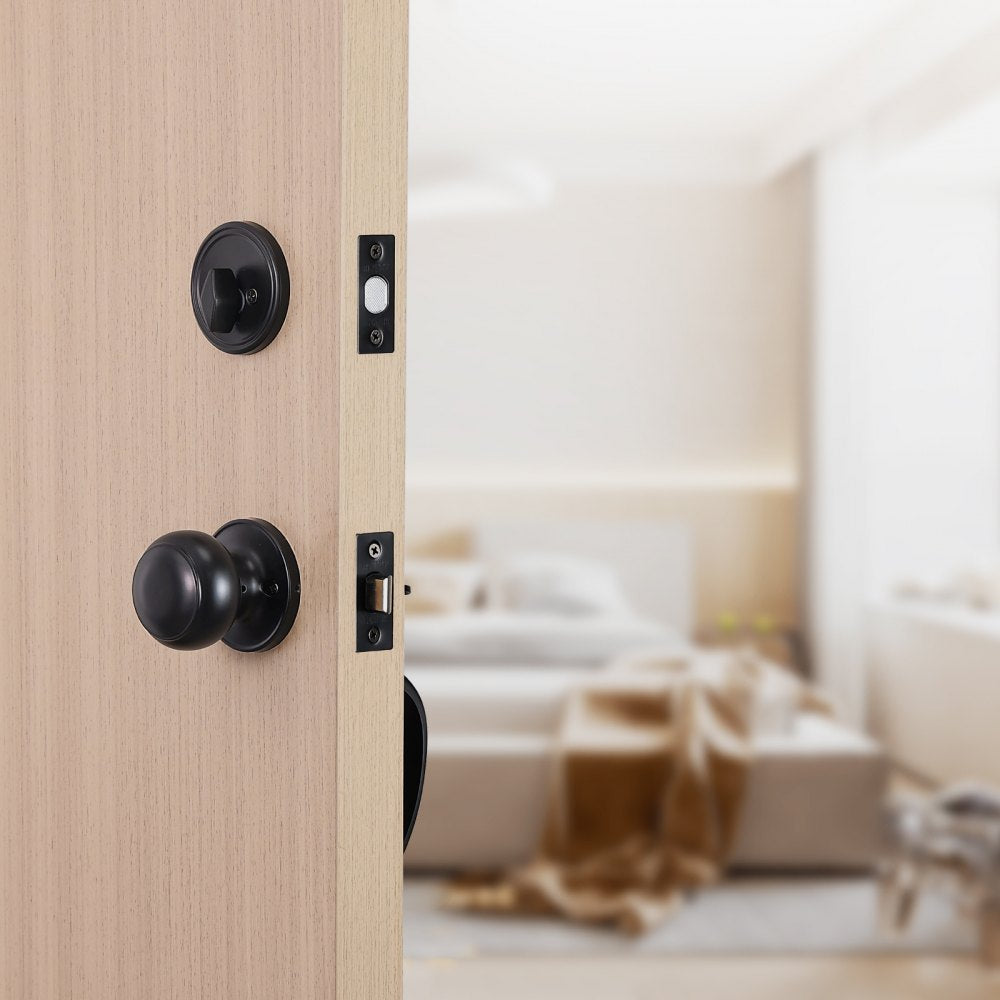 VEVOR Front Door Handle and Deadbolt Set, Matte Black Front Door Lock Set with Interior Knob, Adjustable Hole Spacing