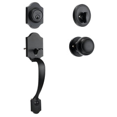VEVOR Front Door Handle and Deadbolt Set, Matte Black Front Door Lock Set with Interior Knob, Adjustable Hole Spacing
