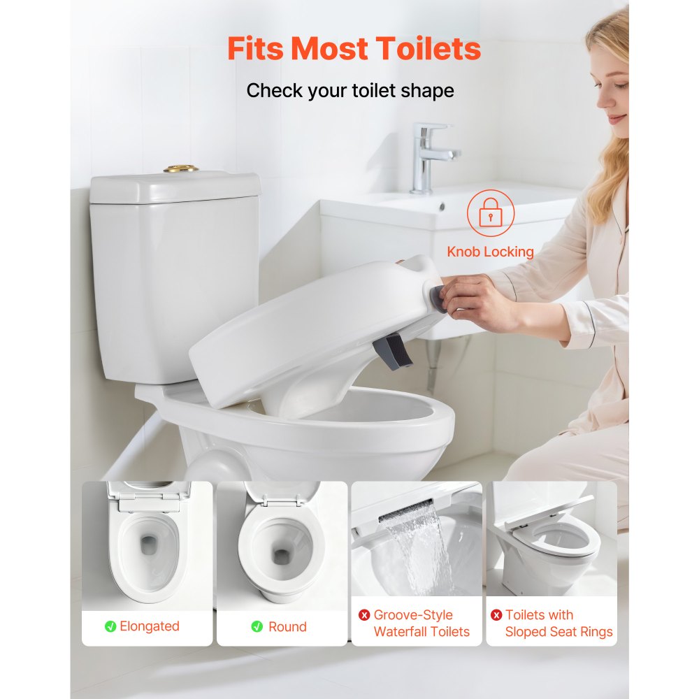VEVOR Raised Toilet Seat, 350 lbs Capacity, 5-Inch Lift Height, Commode Elevated Toilet Seat Riser with Enlarged