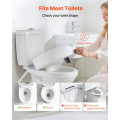 VEVOR Raised Toilet Seat, 350 lbs Capacity, 5-Inch Lift Height, Commode Elevated Toilet Seat Riser with Enlarged