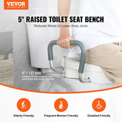 VEVOR Raised Toilet Seat, 5" Height Raised, 350 lbs Weight Capacity, for Round and Elongated Toilet, Twist Lock