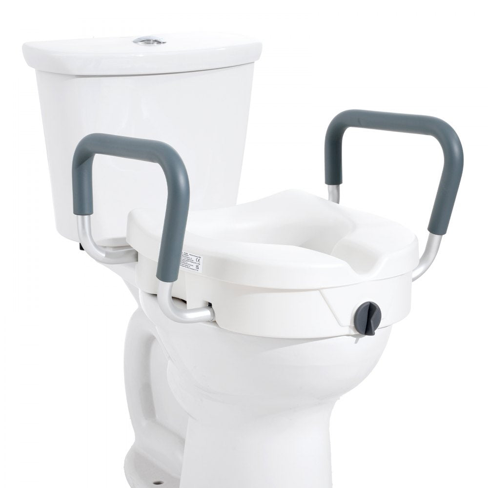 VEVOR Raised Toilet Seat, 5" Height Raised, 350 lbs Weight Capacity, for Round and Elongated Toilet, Twist Lock