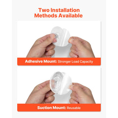 VEVOR Suction Cup Hooks for Shower, 2-Pack No Drill Stainless Steel Hooks, Suction Cup Shower Towel Hanging Hook, for