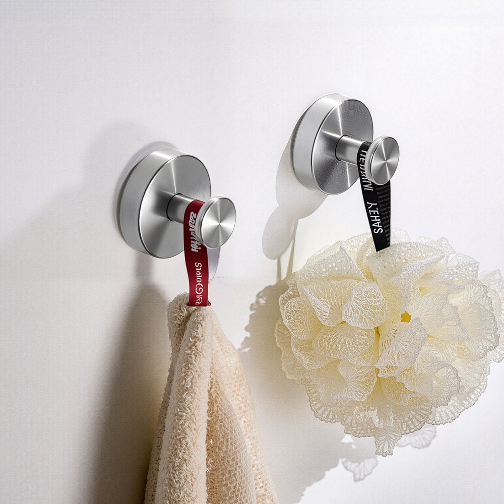 VEVOR Suction Cup Hooks for Shower, 2-Pack No Drill Stainless Steel Hooks, Suction Cup Shower Towel Hanging Hook, for