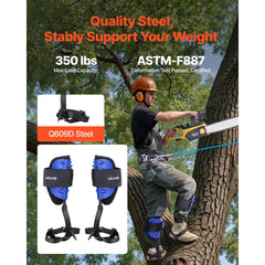VEVOR Tree Climbing Spikes Set, Height-Adjustable Tree Climbing Gear with Straps & Waist Harness, 350 lbs Load