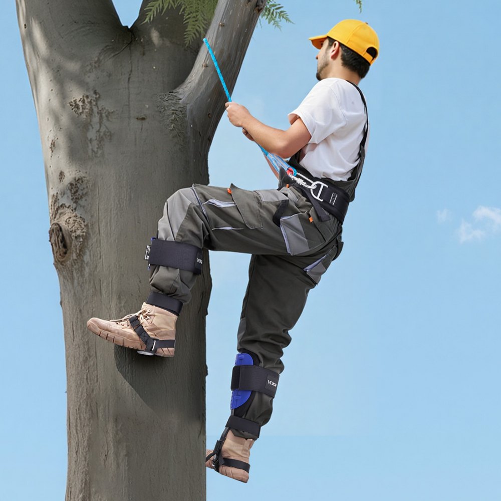 VEVOR Tree Climbing Spikes Set, Height-Adjustable Tree Climbing Gear with Straps & Waist Harness, 350 lbs Load