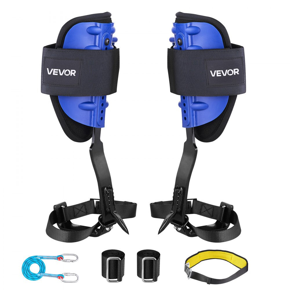 VEVOR Tree Climbing Spikes Set, Height-Adjustable Tree Climbing Gear with Straps & Waist Harness, 350 lbs Load