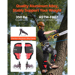 VEVOR Tree Climbing Spikes Set, Height-Adjustable Tree Climbing Gear with Straps & Spike Protectors, 350 lbs Load